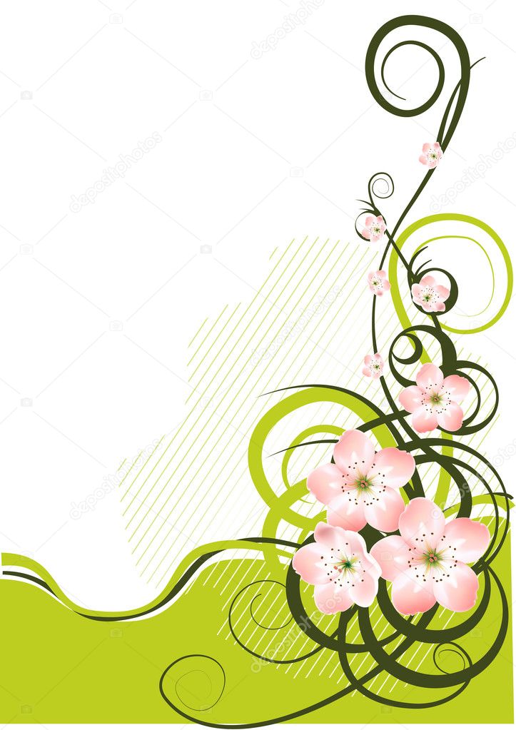 Spring background with spring flowers - vector illustration