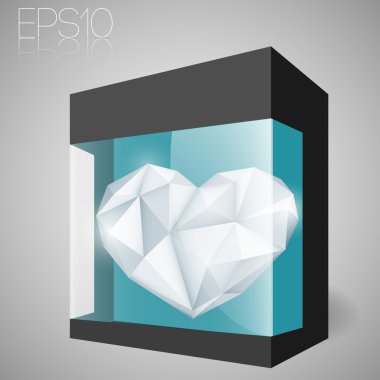 Jewelry heart in glass box. Vector illustration. clipart