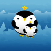 Vektoros illusztráció aranyos pingvinek-koronák.