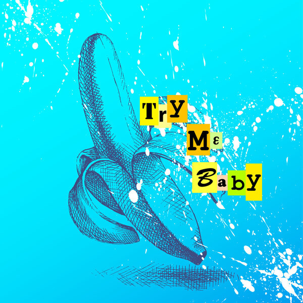 Vector background with sketch illustration of banana.