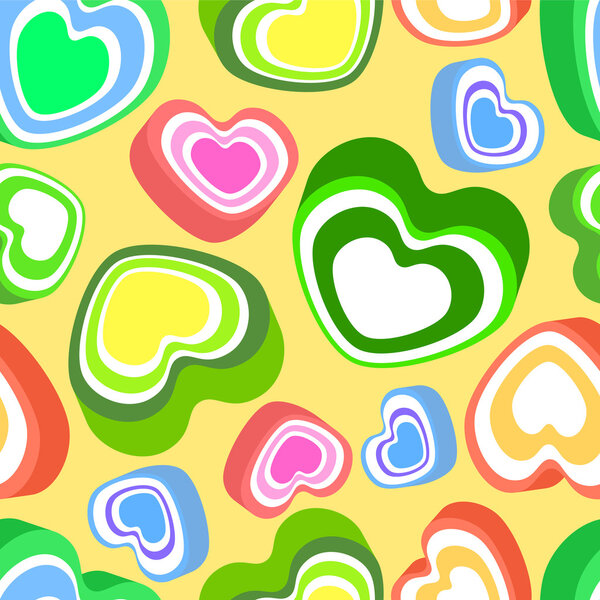 Vector background with colorful hearts.