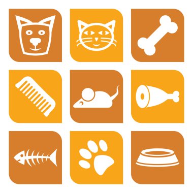 Collection of pet icons - vector illustration dogs and cats clipart