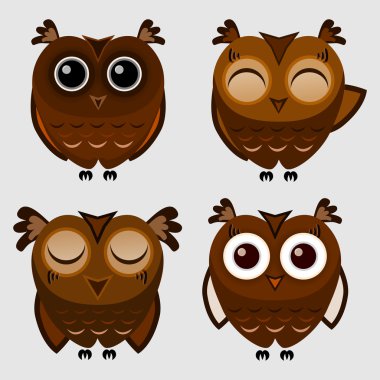 Vector set of cartoon owls. clipart
