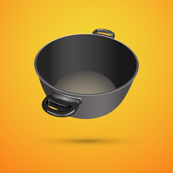Black pan. Vector illustration.