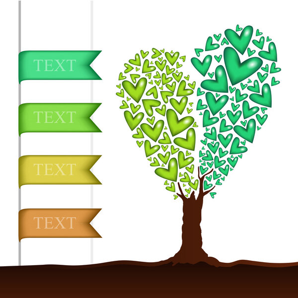 Vector background with heart shaped tree.
