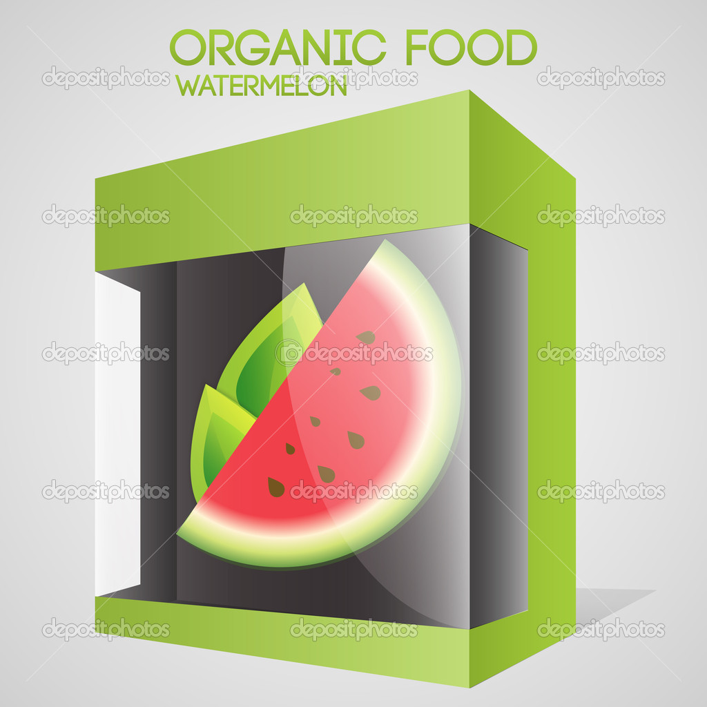 Vector illustration of watermelon in packaged. Organic food concept.