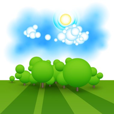 Green landscape with trees. clipart