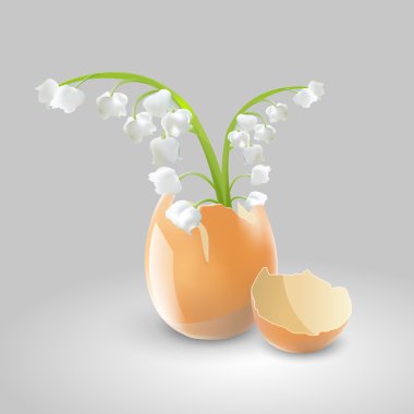 Vector illustration of a lilies of the valley in eggshell. clipart