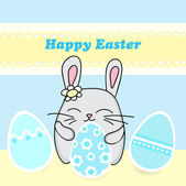 Happy Velikonoční přání s Velikonoční zajíček - vektorové ilustrace