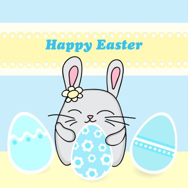 Happy Easter Card with Easter Bunny - Vector Illustration clipart