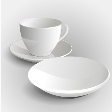 kahve fincanı ve tabağı - vektör çizim