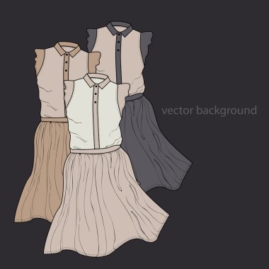 Vector background with dresses. clipart