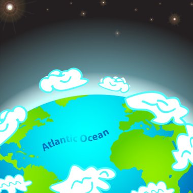 Illustration of Atlantic ocean on Earth clipart