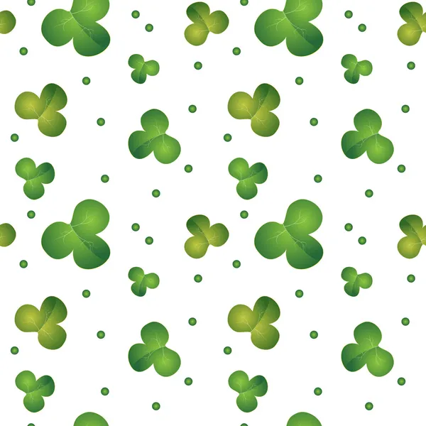 緑のクローバーのシームレスなパターン 聖パトリックの日のためのベクトルの背景 — ストックベクタ