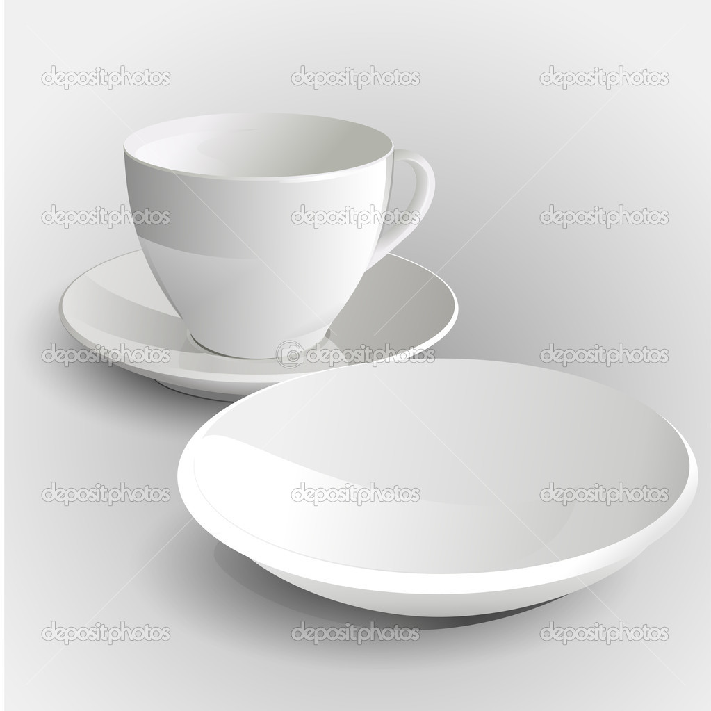 Coffee Cup and Saucer - Vector Illustration