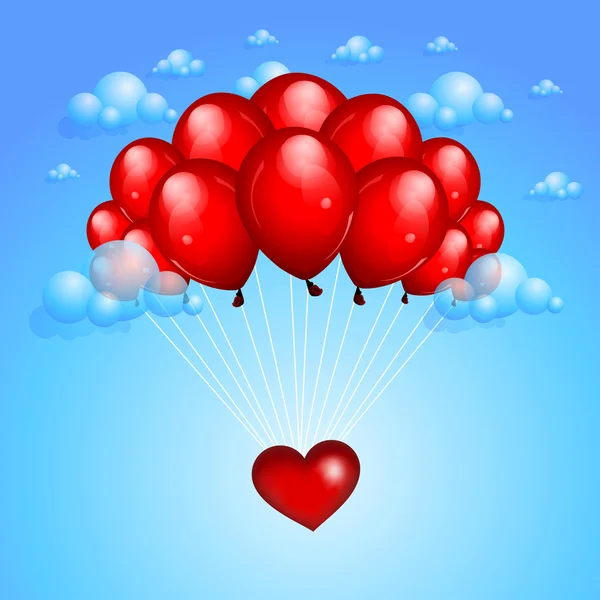 情人节的背景与气球 — 图库矢量图片