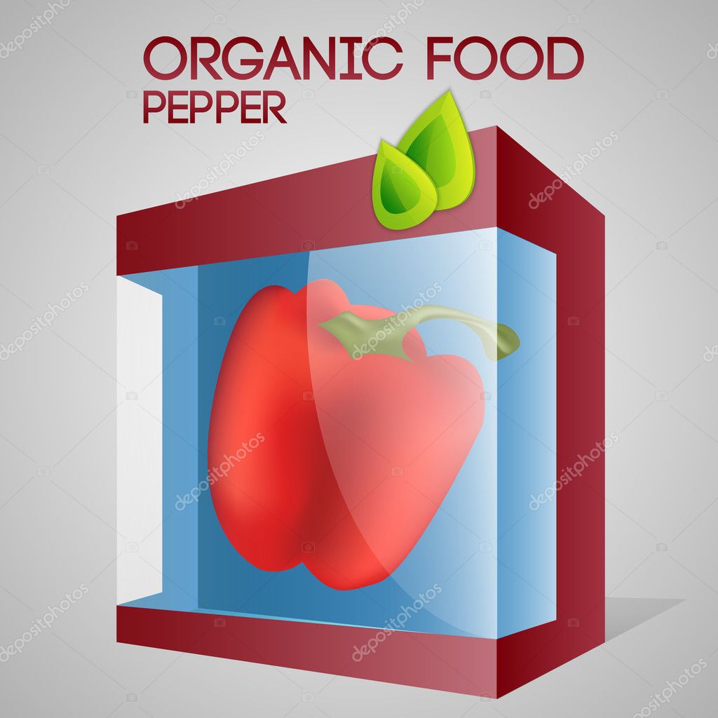 Vector illustration of pepper in packaged. Organic food concept.