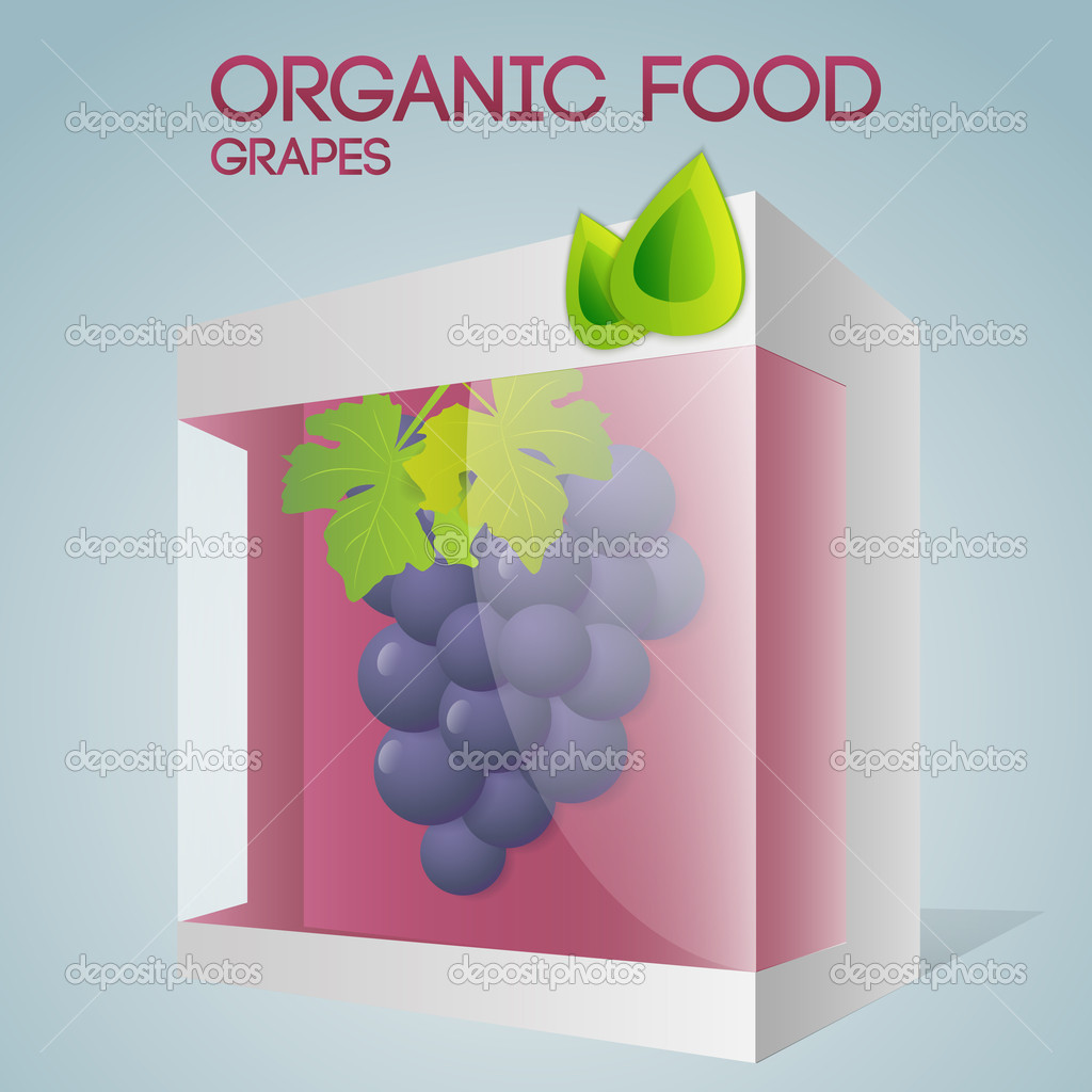 Vector illustration of grapes in packaged. Organic food concept.