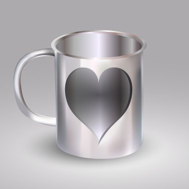 Steel cup with heart. Vector illustration. clipart