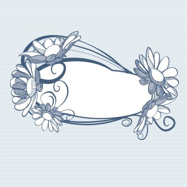 Blue background with daisy flowers, vector clipart