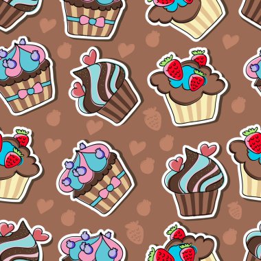 Vector background with delicious cupcakes. clipart