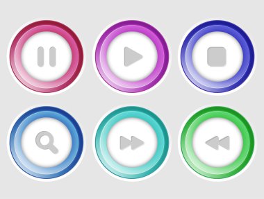 collection of media buttons. clipart