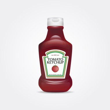 Tomato ketchup bottle isolated on white background clipart