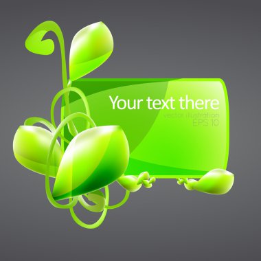 Green banner with plant. clipart