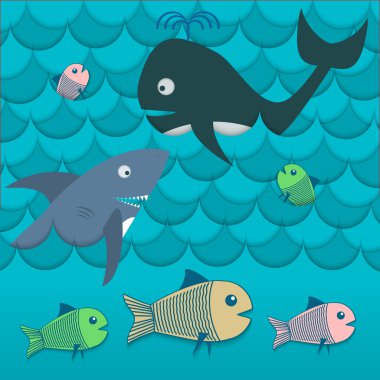 Illustration of different fishes in the sea vector clipart