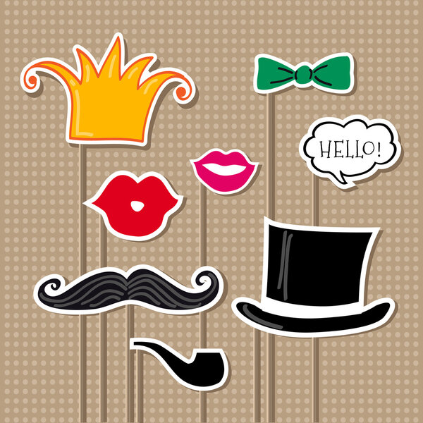 Векторный набор реквизита для карнавала. Векторная иллюстрация
. 