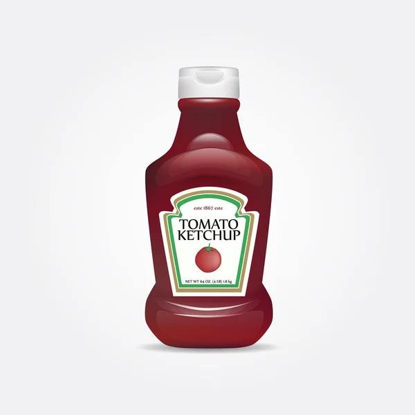 Tomat Ketchup Flaska Isolerad Vit Bakgrund — Stock vektor