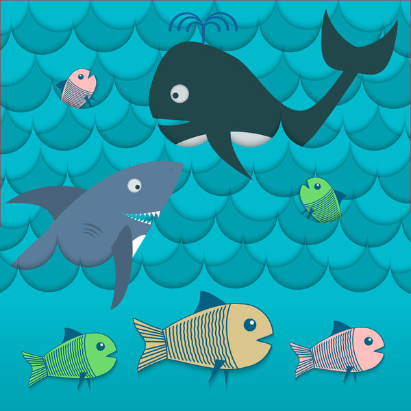 Illustration of different fishes in the sea vector