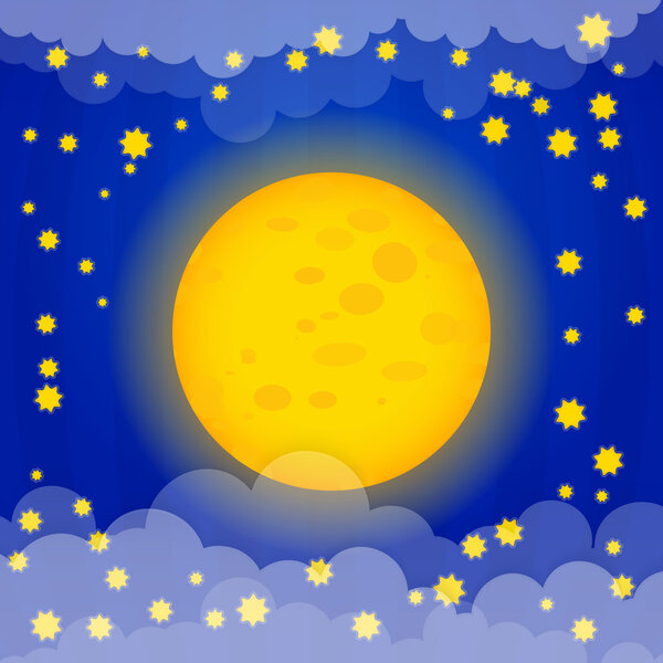 Moon with stars vector illustration