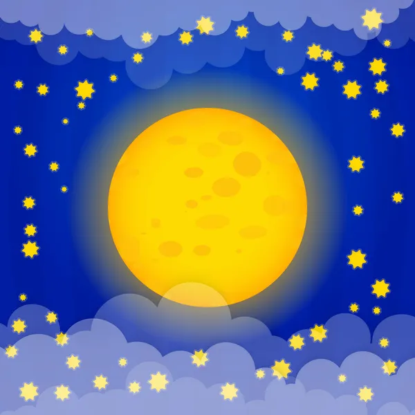 Luna Con Estrellas Vector Ilustración Vector de stock