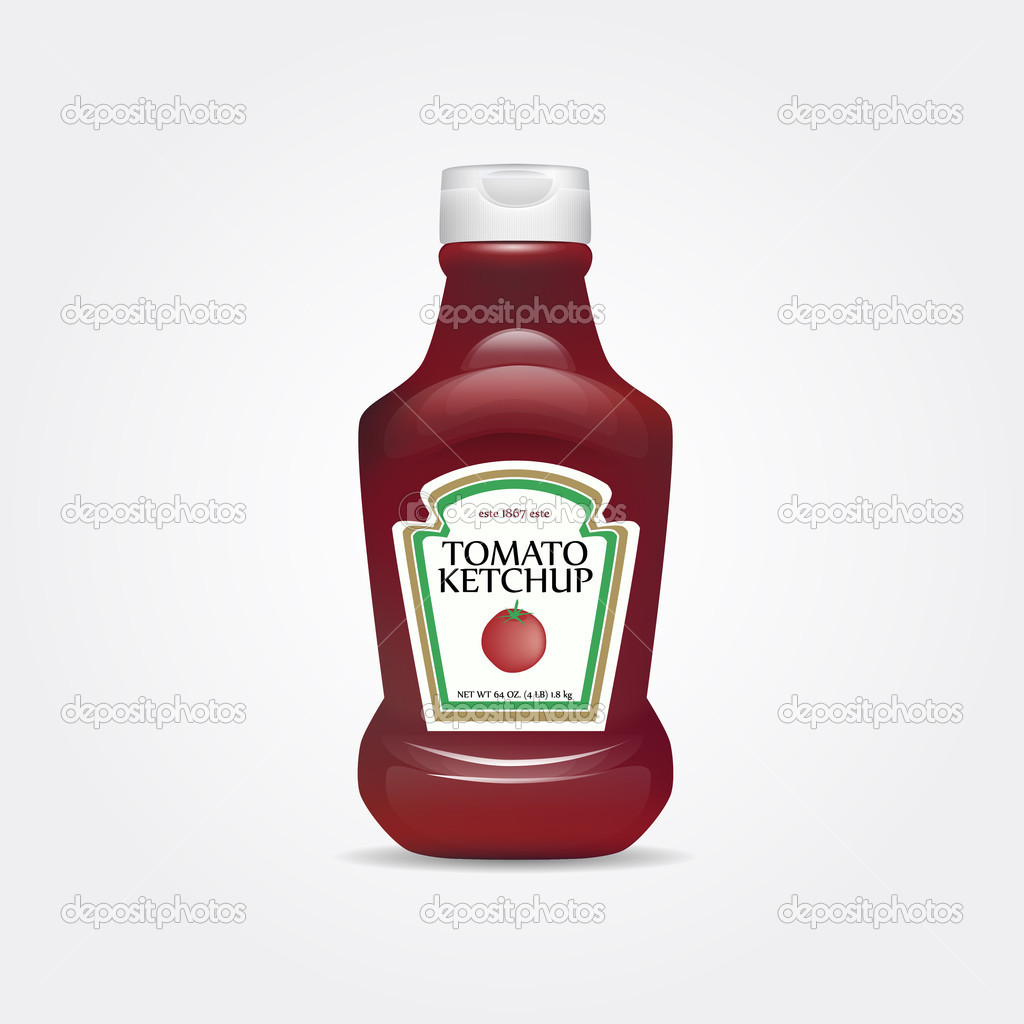 Tomato ketchup bottle isolated on white background