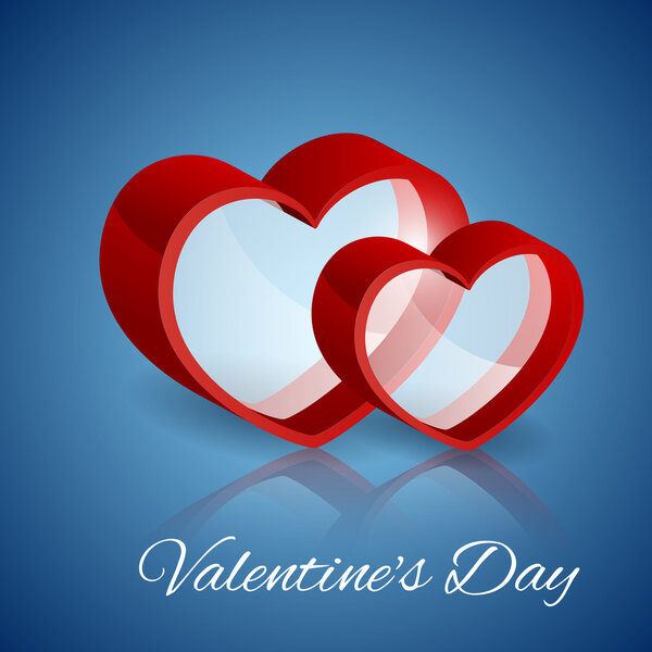 Vector background with glass hearts for Valentine's day.
