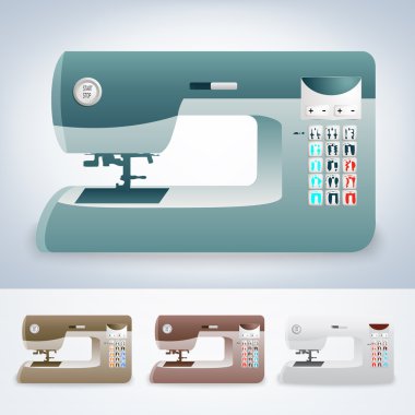 Collection of modern sewing machines - vector illustration clipart