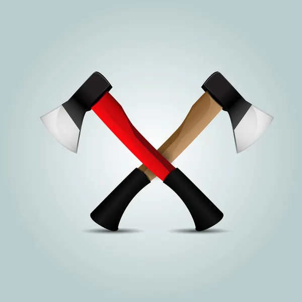 Two Crossed Axes Vector Illustration — Stock Vector