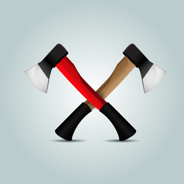 Two crossed axes - vector illustration
