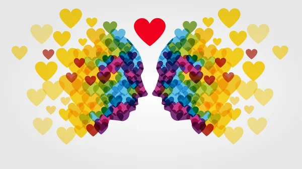 Faces made of colorful hearts - vector illustration — Stock Illustration Faces Made Colorful Hearts Vector Illustration Royalty Free Stock Illustrations