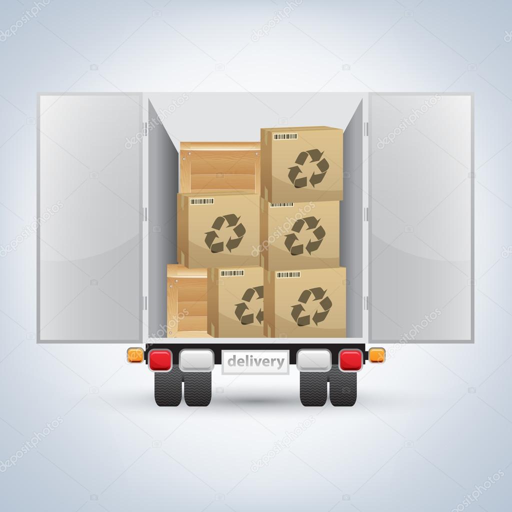 Delivery truck with boxes - vector illustration