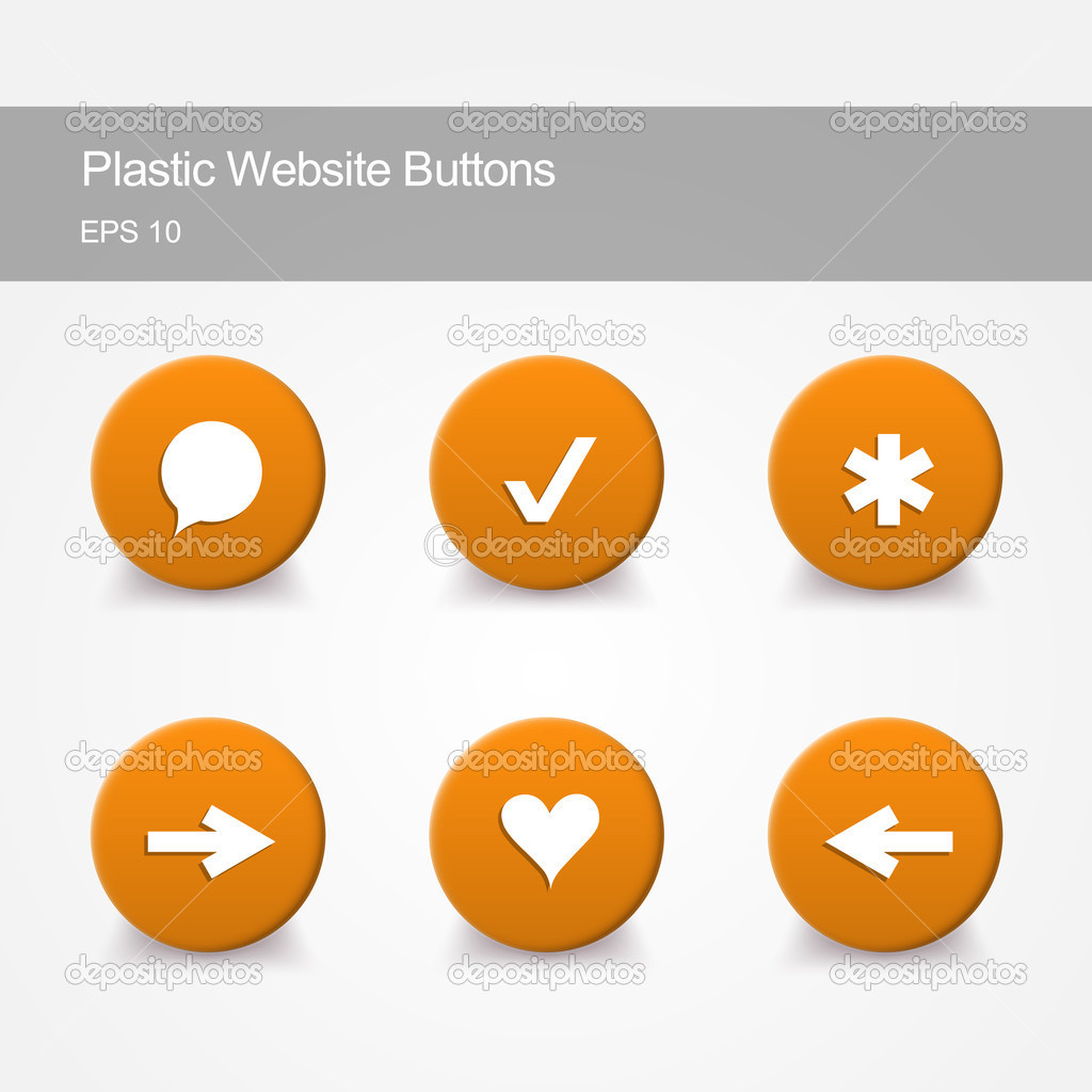 Plastic website buttons with icons