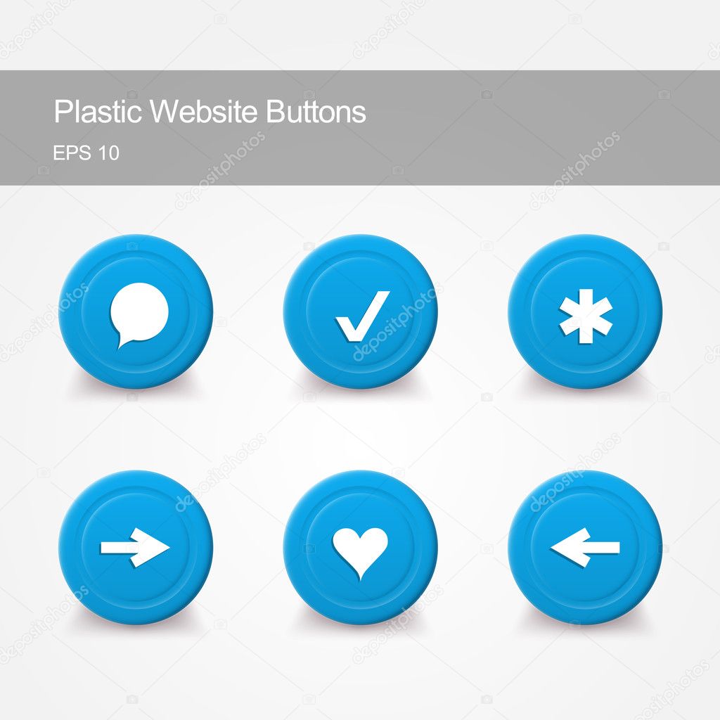 Plastic website buttons with icons