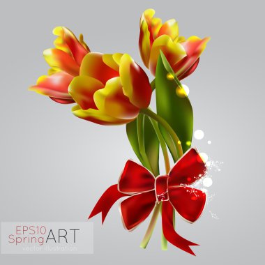 Spring background with tulips. Vector illustration. clipart