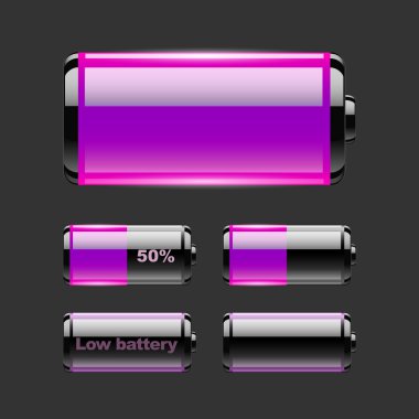 Vector set of battery charge. clipart
