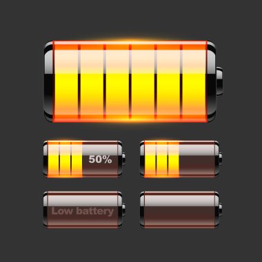 Vector set of battery charge. clipart