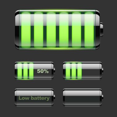 Vector set of battery charge. clipart