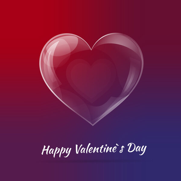 Vector background for Valentine's day with glass heart.