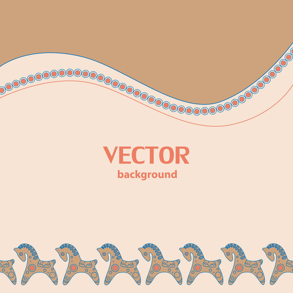 Ethnic pattern background with horse - vector illustration