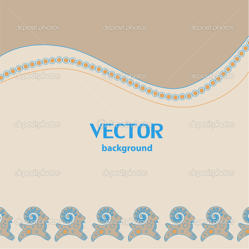 Ethnic pattern background with goats - vector illustration